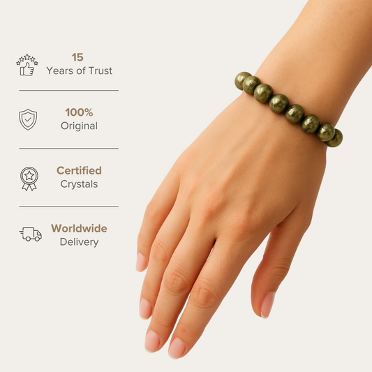 Natural Pyrite Bracelet – Wealth, Luck & Protection | 8mm & 10mm Beads
