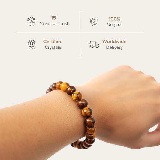 Tiger Eye Bracelet – Confidence, Strength & Protection | 8mm & 10mm Beads