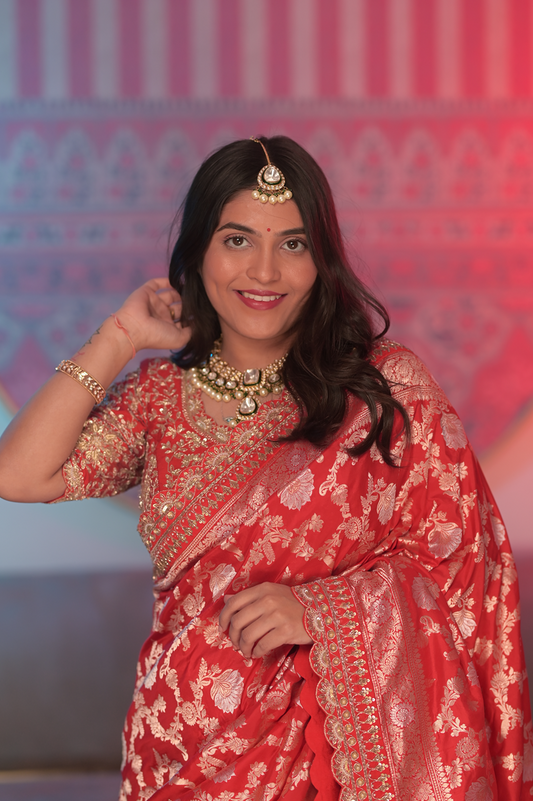 Kundan Choker Necklace with Gold & Green Stones Bridal Jewellery Adjustable Thread