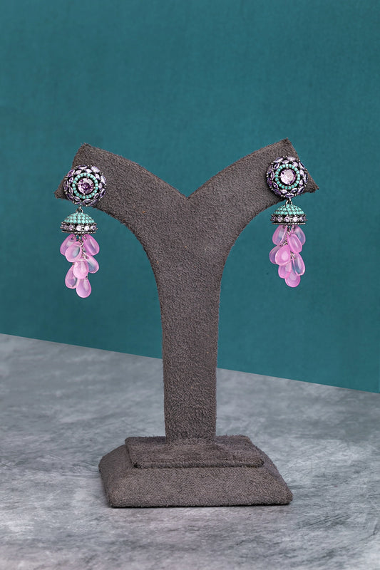 CUBIC ZIRCONIA / INDO WESTERN EARRINGS / JHUMKA
