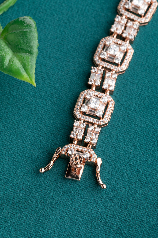 Melange Tennis Bracelet for a Contemporary Look Rose Gold Polish 7-Inch Elegant Jewellery