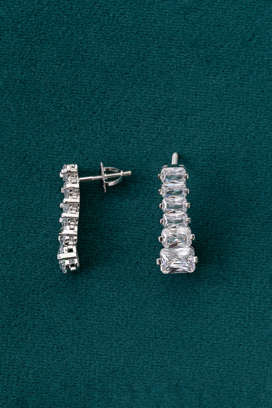 Baguette Diamond Neckpiece White Rhodium Polish 16-Inch Clasp Locking Elegant Jewellery