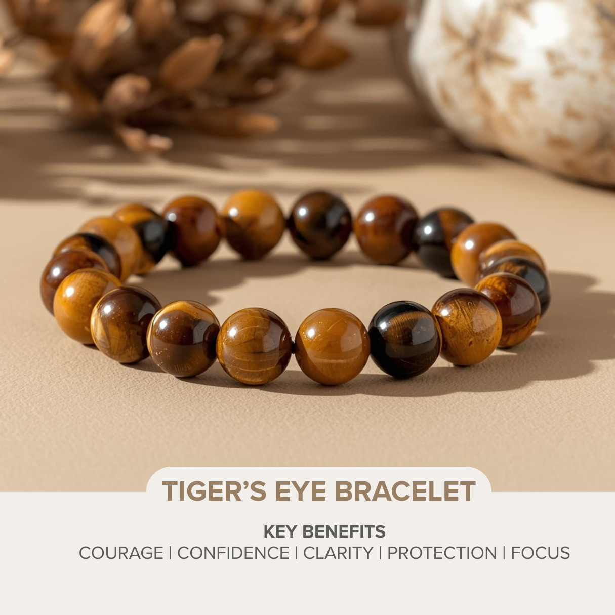 Tiger Eye Bracelet – Confidence, Strength & Protection | 8mm & 10mm Beads