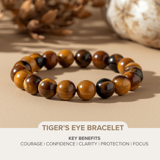 Tiger Eye Bracelet – Confidence, Strength & Protection | 8mm & 10mm Beads