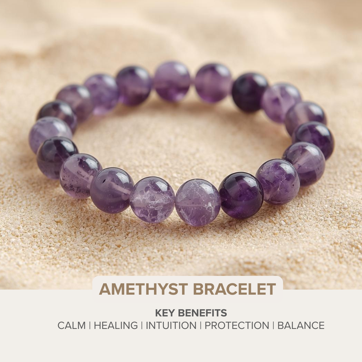 Amethyst Bracelet – Peace, Healing & Protection | 8mm & 10mm Beads