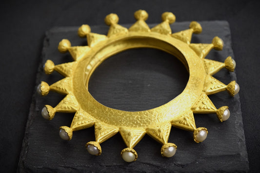Bohemian Gokru Kada in Gold  Matt Gold Polish  Size 2.8  Non-Openable