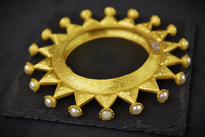 Bohemian Gokru Kada in Gold  Matt Gold Polish  Size 2.8  Non-Openable