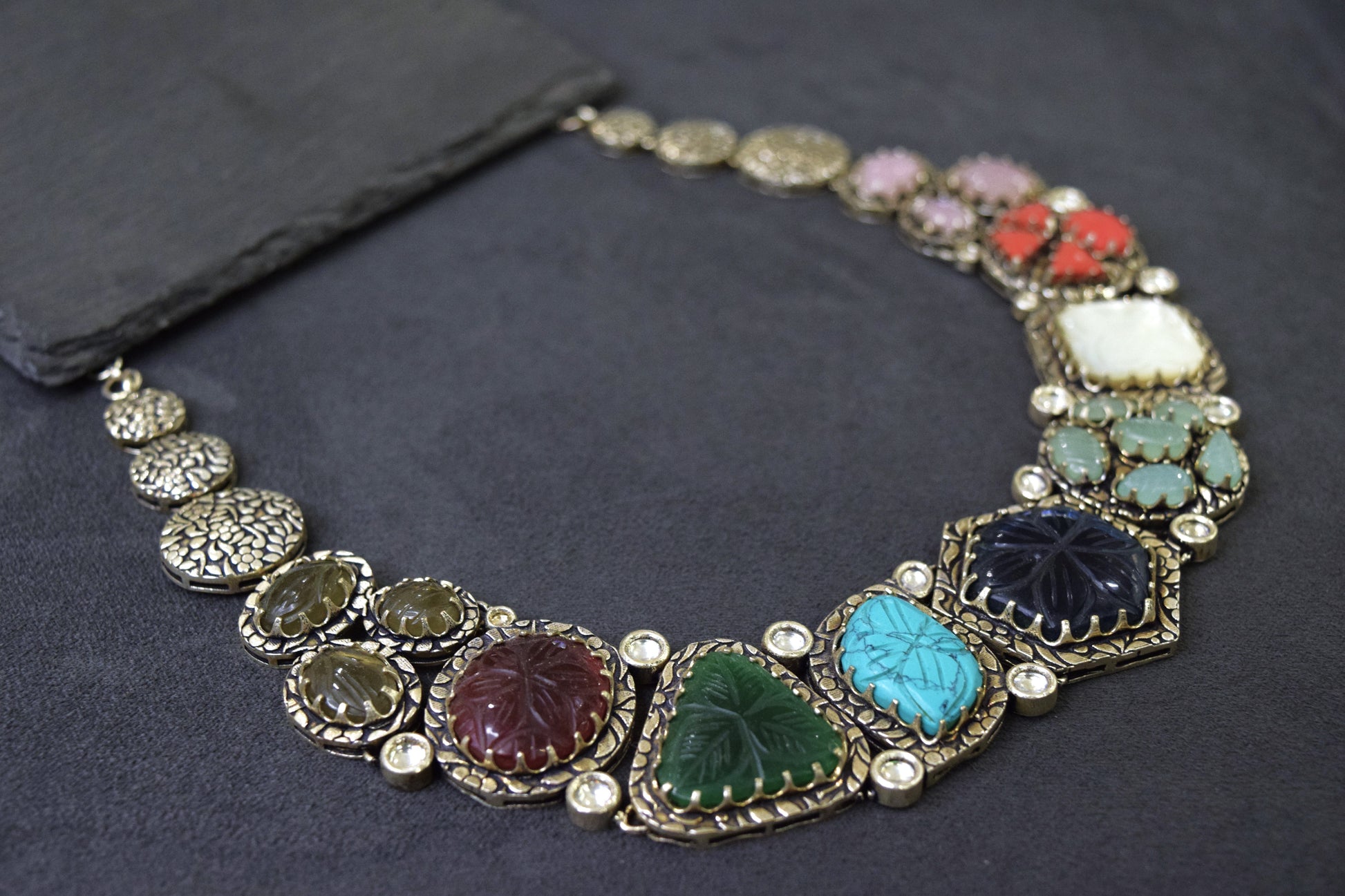 Real Silver Kolhapuri Limboli Beads Necklace Silver Oxidised Polish Adjustable Thread Multi-Colored