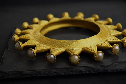 Bohemian Gokru Kada in Gold Matt Gold Polish Size 2.8 Non-Openable