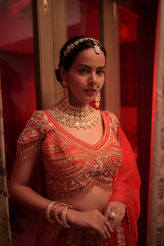 Kundan Choker Necklace with White Stone Accents & Beads  Gold Polish  Adjustable Thread