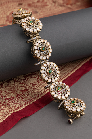 Green Kundan Kadas in Victorian Gold Finish  Openable  Size 2.4