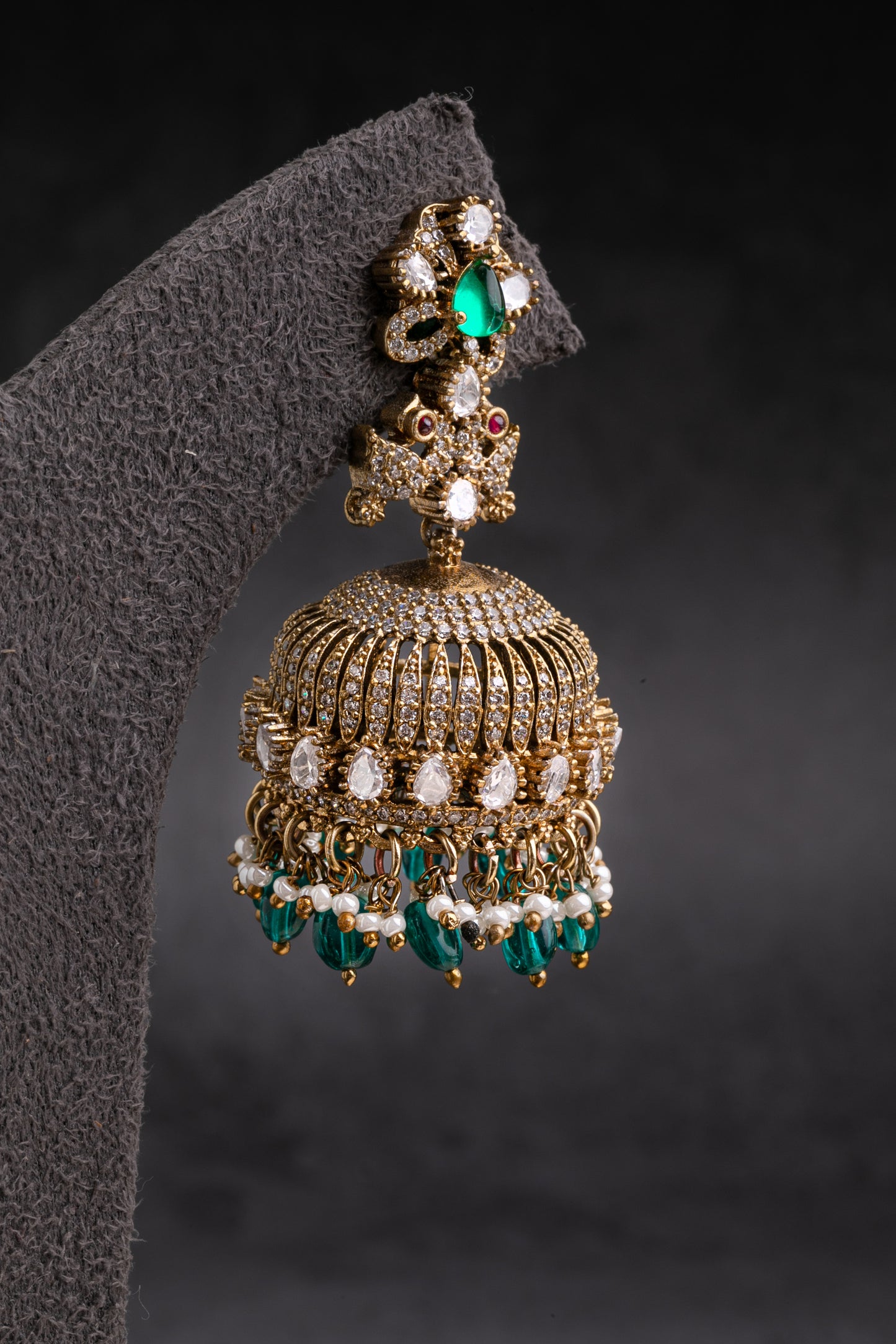 CUBIC ZIRCONIA / VICTORIAN EARRINGS / INDO WESTERN / JHUMKA