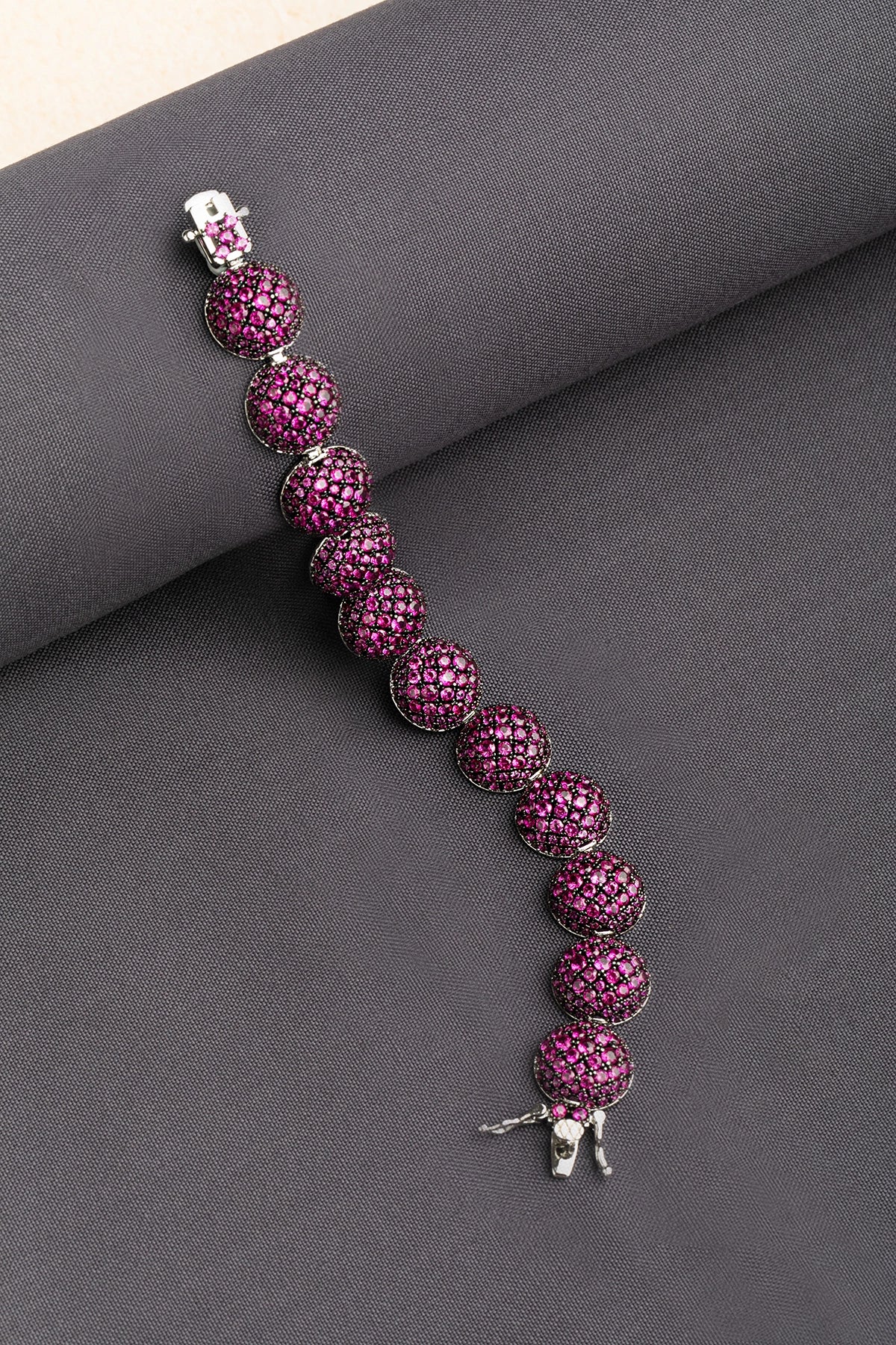 Cubic Zirconia Bracelet with Pink Stone in White Rhodium 7-Inch Elegant Jewellery