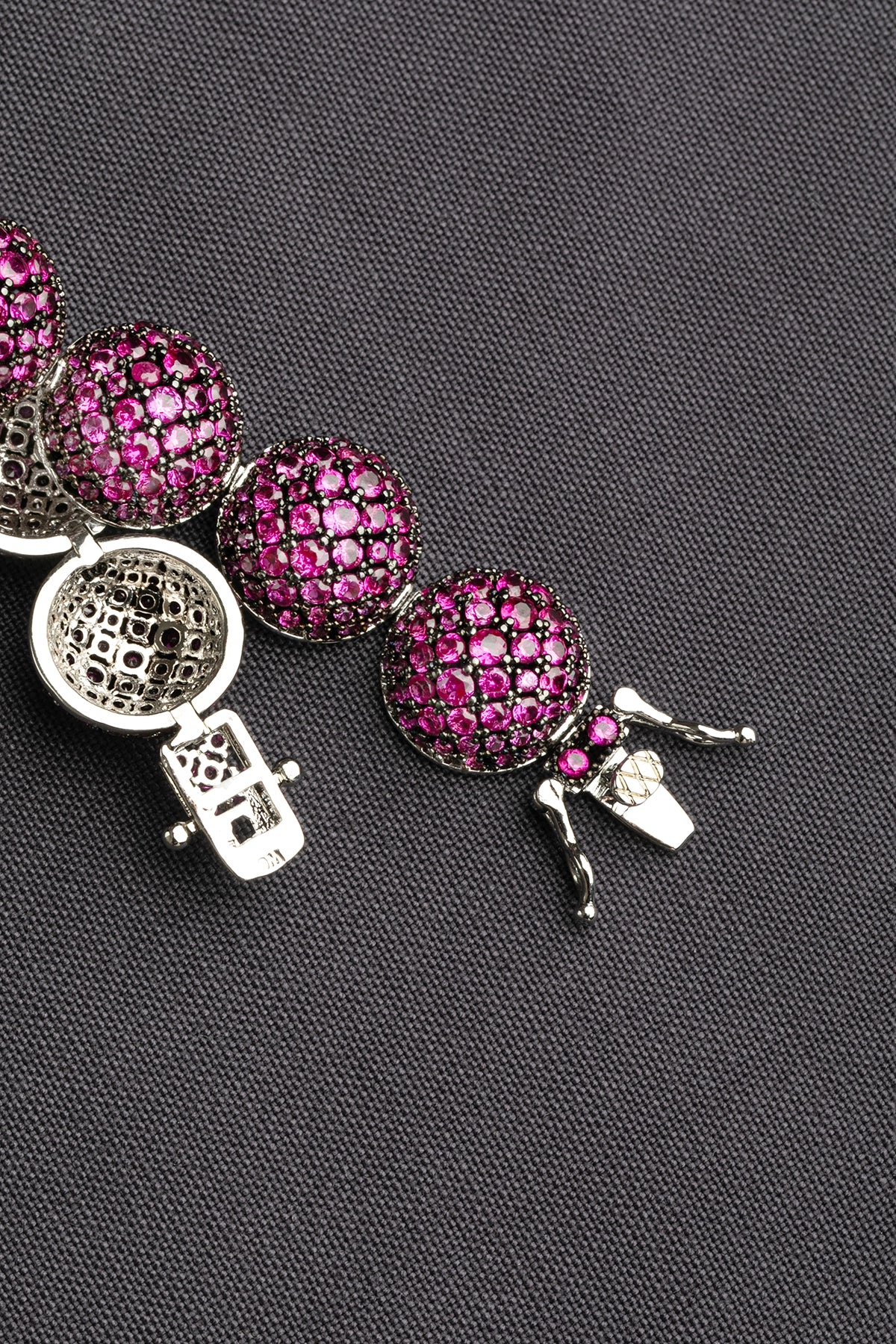 Cubic Zirconia Bracelet with Pink Stone in White Rhodium  7-Inch Elegant Jewellery