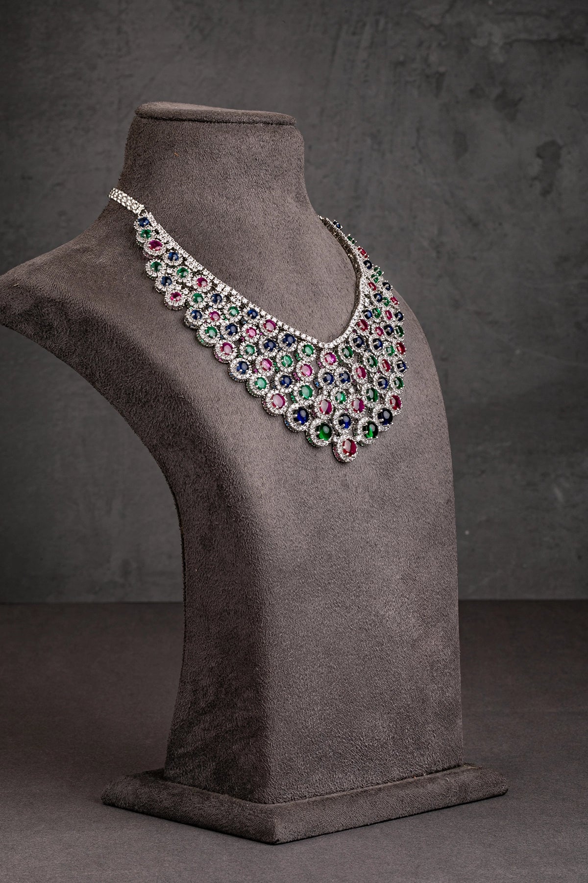 Vibrant Cubic Zirconia Jewellery Necklace in White Rhodium – Multicoloured  16-Inch Adjustable Necklace  Luxury Jewellery for Women