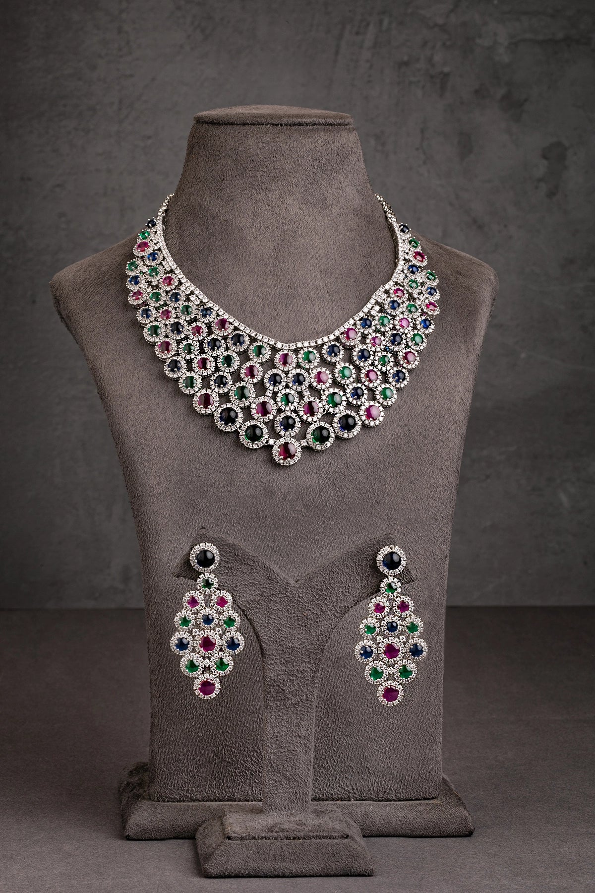 Vibrant Cubic Zirconia Jewellery Necklace in White Rhodium – Multicoloured  16-Inch Adjustable Necklace  Luxury Jewellery for Women