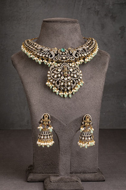 Balaji Temple Necklace with Elephant Motifs  Victorian Gold Polish  Adjustable Links  Heritage Jewellery