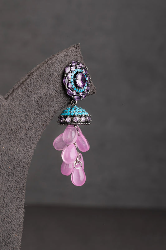 CUBIC ZIRCONIA / INDO WESTERN EARRINGS / JHUMKA