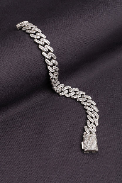 Cubic Chain Bracelet in White Rhodium Polish  8-Inch Elegant Jewellery