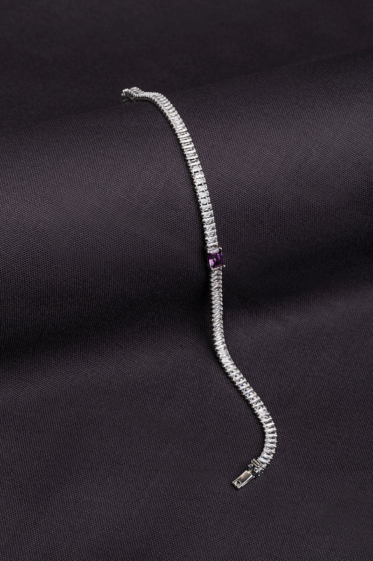Shop Baguette CZ Bracelet 6.5" – Rhodium At Sai Jewellery