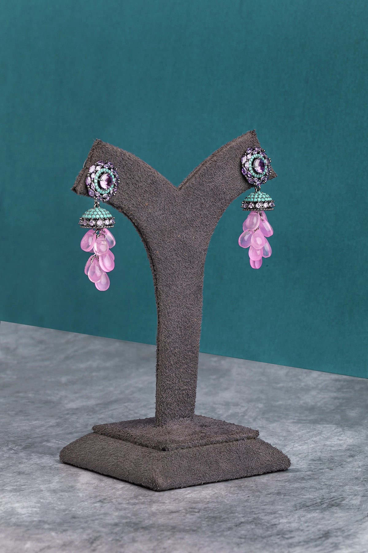 CUBIC ZIRCONIA / INDO WESTERN EARRINGS / JHUMKA