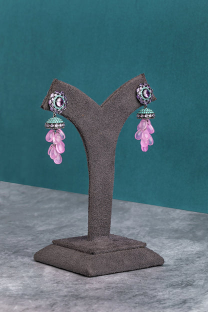 CUBIC ZIRCONIA / INDO WESTERN EARRINGS / JHUMKA