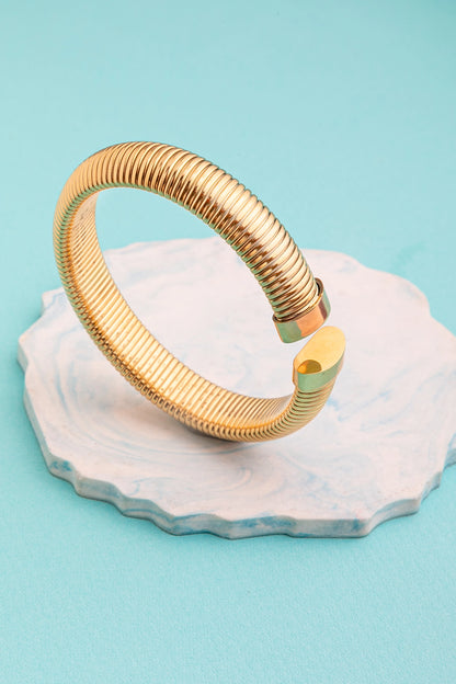Stripped Bohemian Bracelet  Openable Design  Subtle Gold Polish  Elegant Jewellery