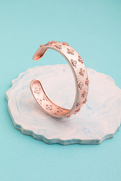 Cubic Zirconia Bracelet in Rose Gold Polish  Flexible Fit  Elegant Jewellery (kada style)