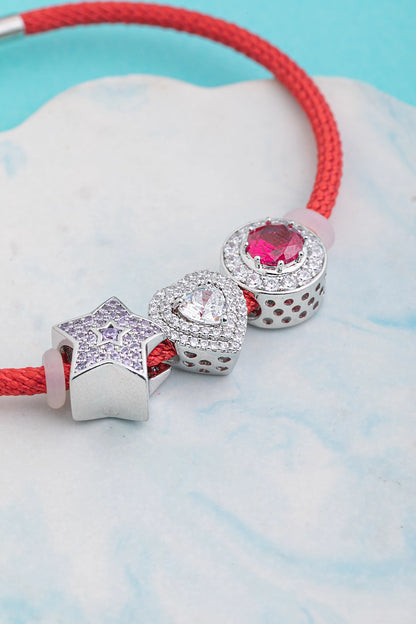 Different-Shaped Charms Fixed in a Stiff Kada  White Rhodium Polish  Flexible Elegant Jewellery (kada style)