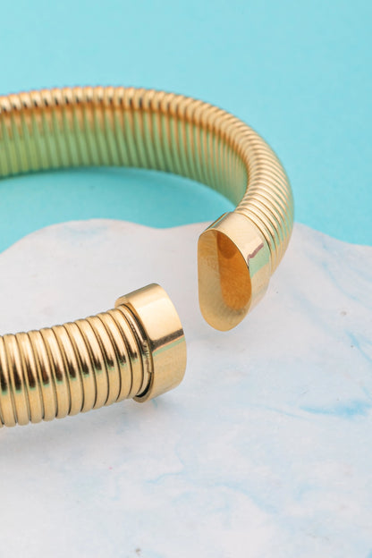 Stripped Bohemian Bracelet  Openable Design  Subtle Gold Polish  Elegant Jewellery