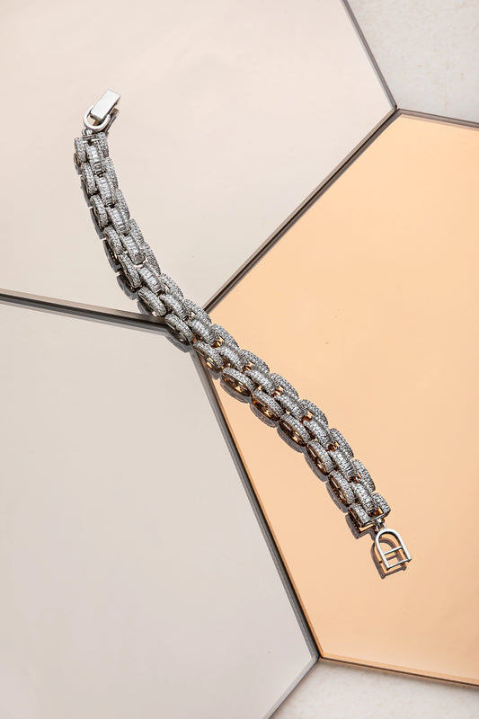 Elegant Tennis Bracelet in White Rhodium Polish 7.5-Inch Minimalistic Jewellery