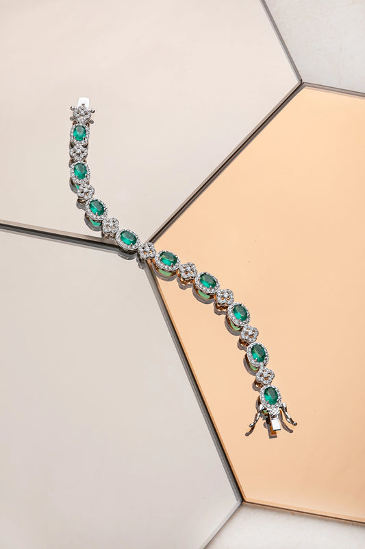 Cubic Zirconia Bracelet in White Rhodium with White Stone 7-Inch Elegant Jewellery