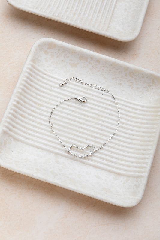 Cubic Zirconia Bracelet in White Rhodium with White Stone  7-Inch Elegant Jewellery