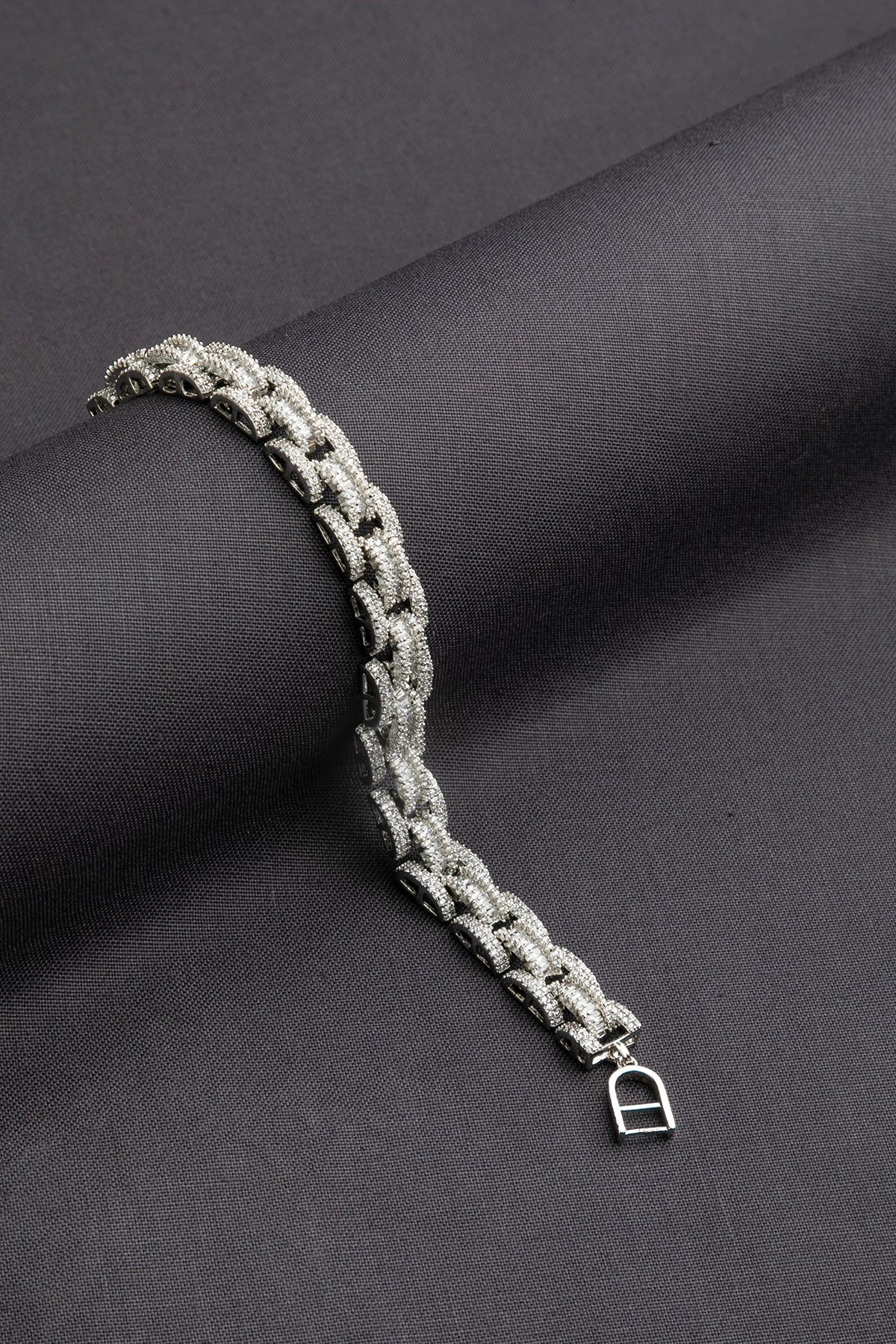 Elegant Tennis Bracelet in White Rhodium Polish  7.5-Inch Minimalistic Jewellery
