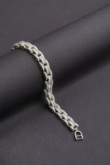 Elegant Tennis Bracelet in White Rhodium Polish  7.5-Inch Minimalistic Jewellery