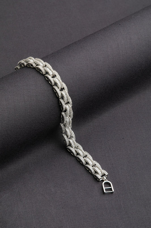 Elegant Tennis Bracelet in White Rhodium Polish  7.5-Inch Minimalistic Jewellery