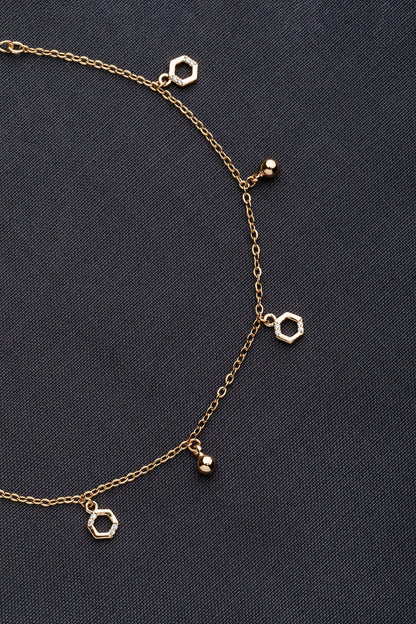 Elegant Golden Charms Bracelet  Gold Polish  7-Inch Stylish Jewellery