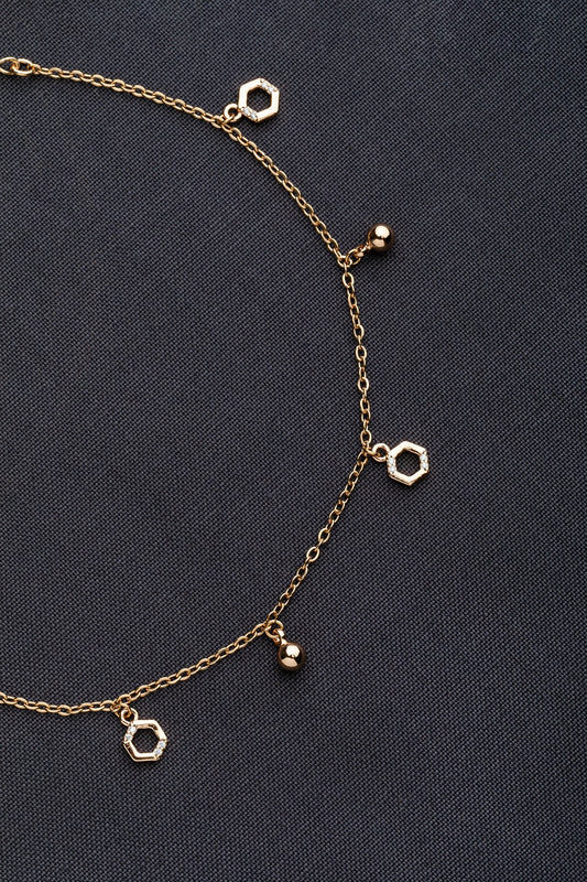 Elegant Golden Charms Bracelet  Gold Polish  7-Inch Stylish Jewellery