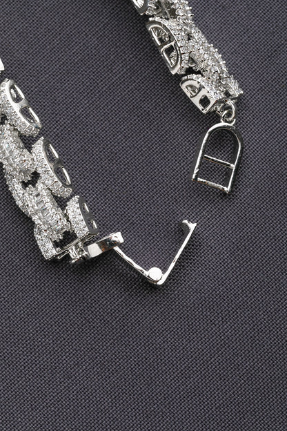 Elegant Tennis Bracelet in White Rhodium Polish  7.5-Inch Minimalistic Jewellery