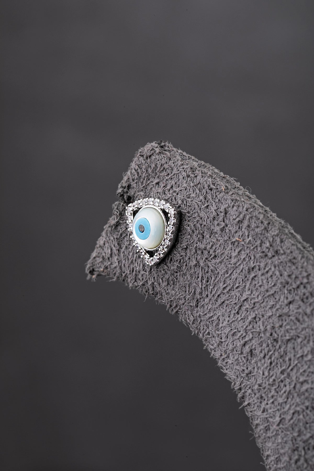 Evil Eye Pendant  White Rhodium Finish  Adjustable Chain  0.5 Inches