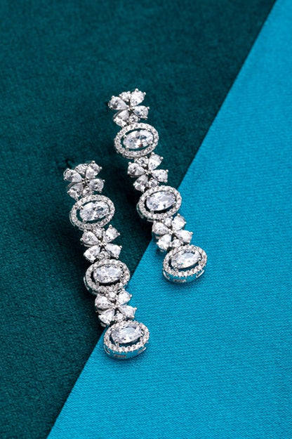 Western Style Diamond Finish Necklace  White Rhodium Polish  17-Inch Clasp Locking  Elegant Jewellery