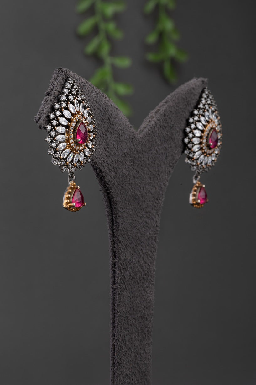 CUBIC ZIRCONIA / VICTORIAN EARRINGS / INDO WESTERN / JHUMKA