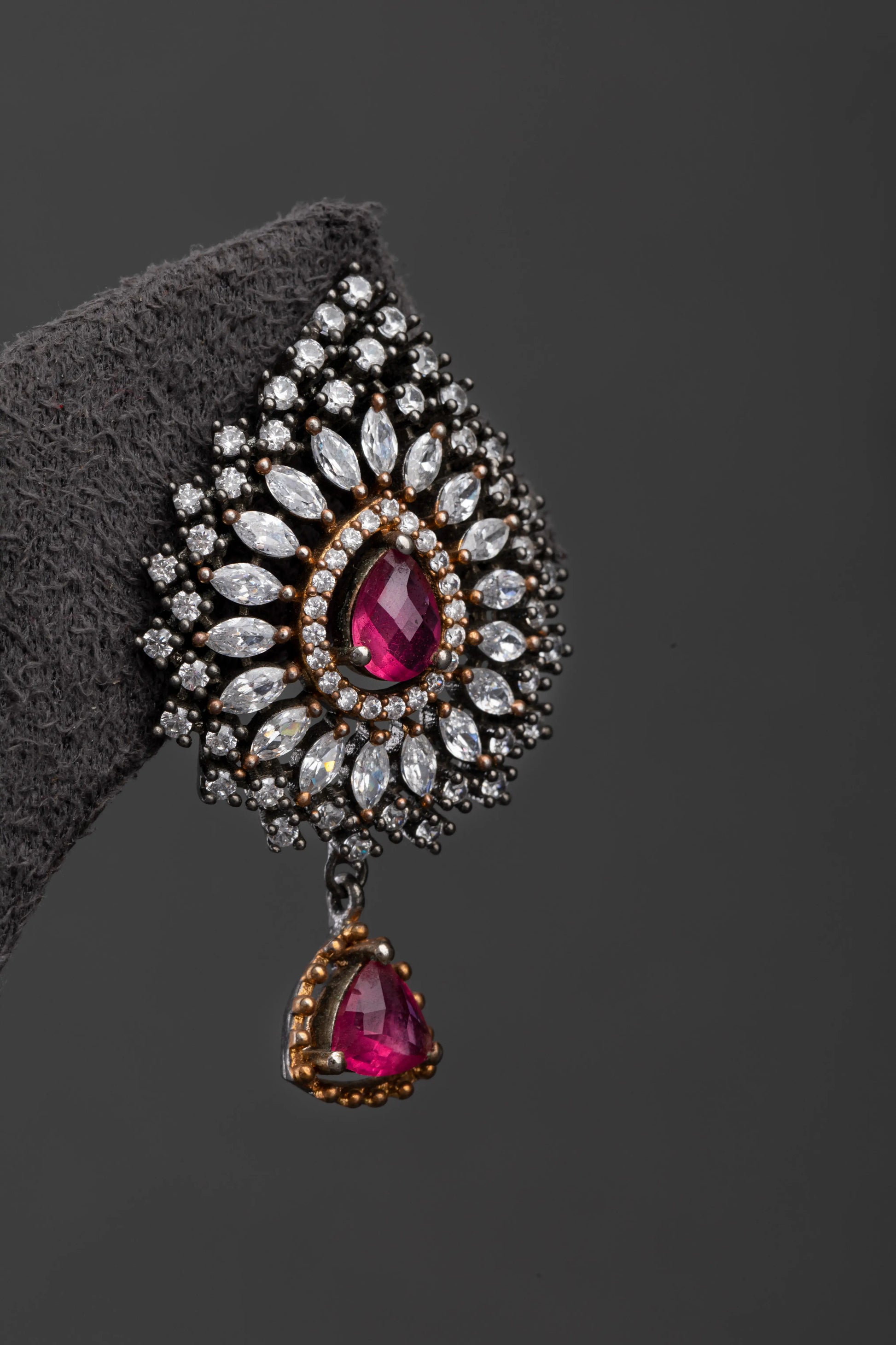 CUBIC ZIRCONIA / VICTORIAN EARRINGS / INDO WESTERN / JHUMKA