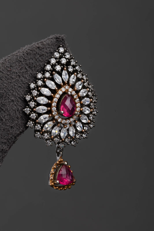 CUBIC ZIRCONIA / VICTORIAN EARRINGS / INDO WESTERN / JHUMKA