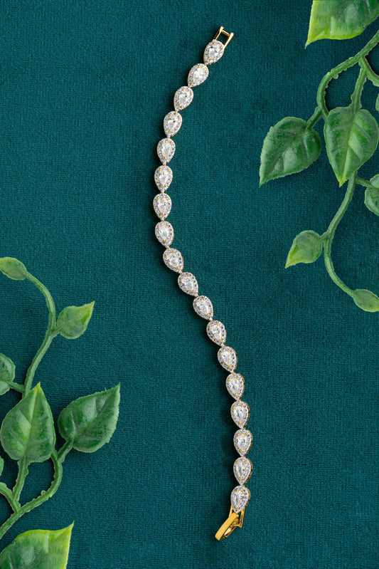 Evergreen Tennis Bracelet for Minimalistic Classic Wear Gold & White Rhodium Polish 6.5-Inch Elegant Jewellery