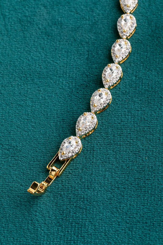 Evergreen Tennis Bracelet for Minimalistic Classic Wear  Gold & White Rhodium Polish  6.5-Inch Elegant Jewellery