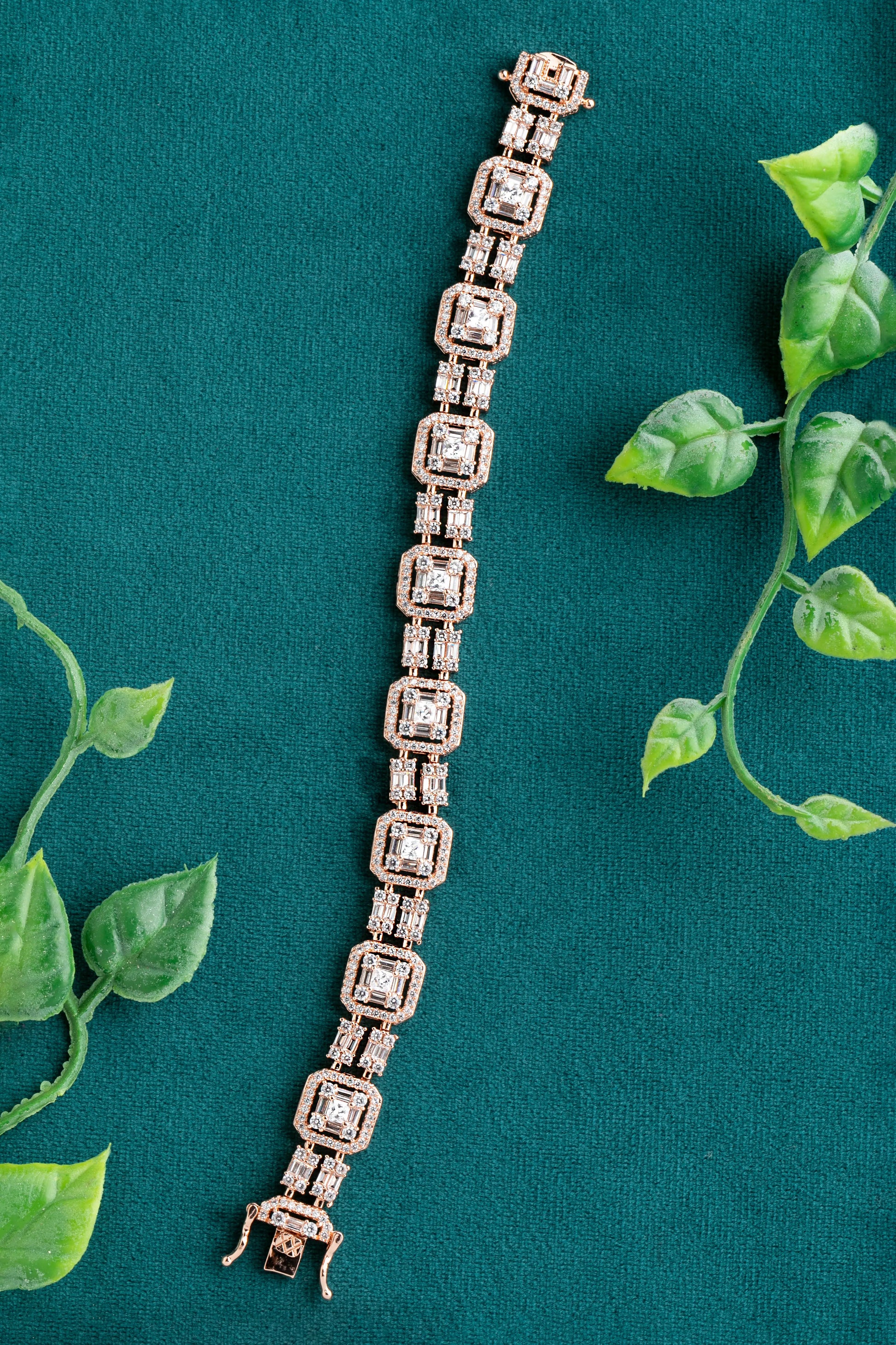 Melange Tennis Bracelet for a Contemporary Look Rose Gold Polish 7-Inch Elegant Jewellery