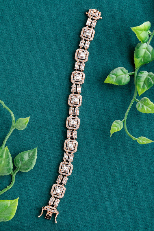 Melange Tennis Bracelet for a Contemporary Look Rose Gold Polish 7-Inch Elegant Jewellery