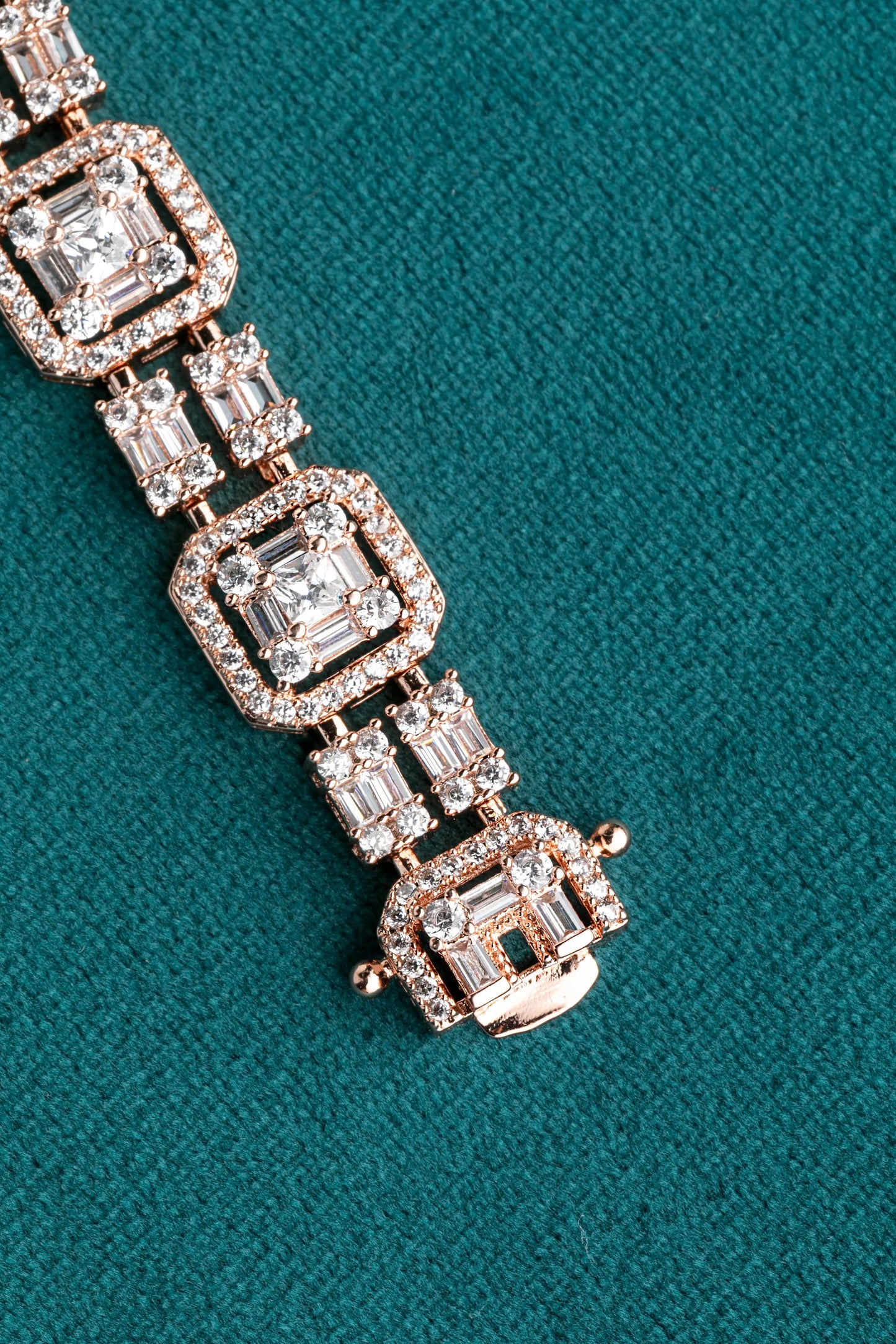 Melange Tennis Bracelet for a Contemporary Look  Rose Gold Polish  7-Inch Elegant Jewellery