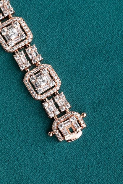 Melange Tennis Bracelet for a Contemporary Look  Rose Gold Polish  7-Inch Elegant Jewellery